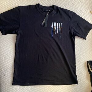 Authentic AMIRI Drip Logo Black Tee